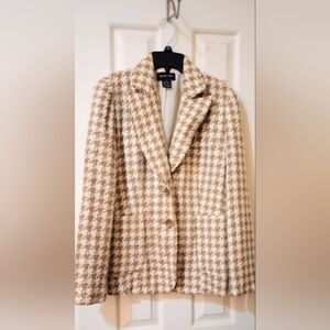 Camel and Cream Houndstooth Blazer
